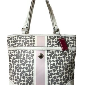 Coach Black and White Giraffe Print Tote: # F15137